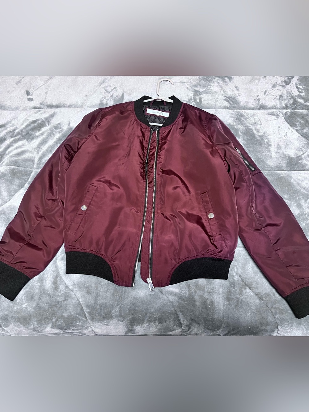 Women’s Maroon Bomber Jacket - Classic Lightweight Coat